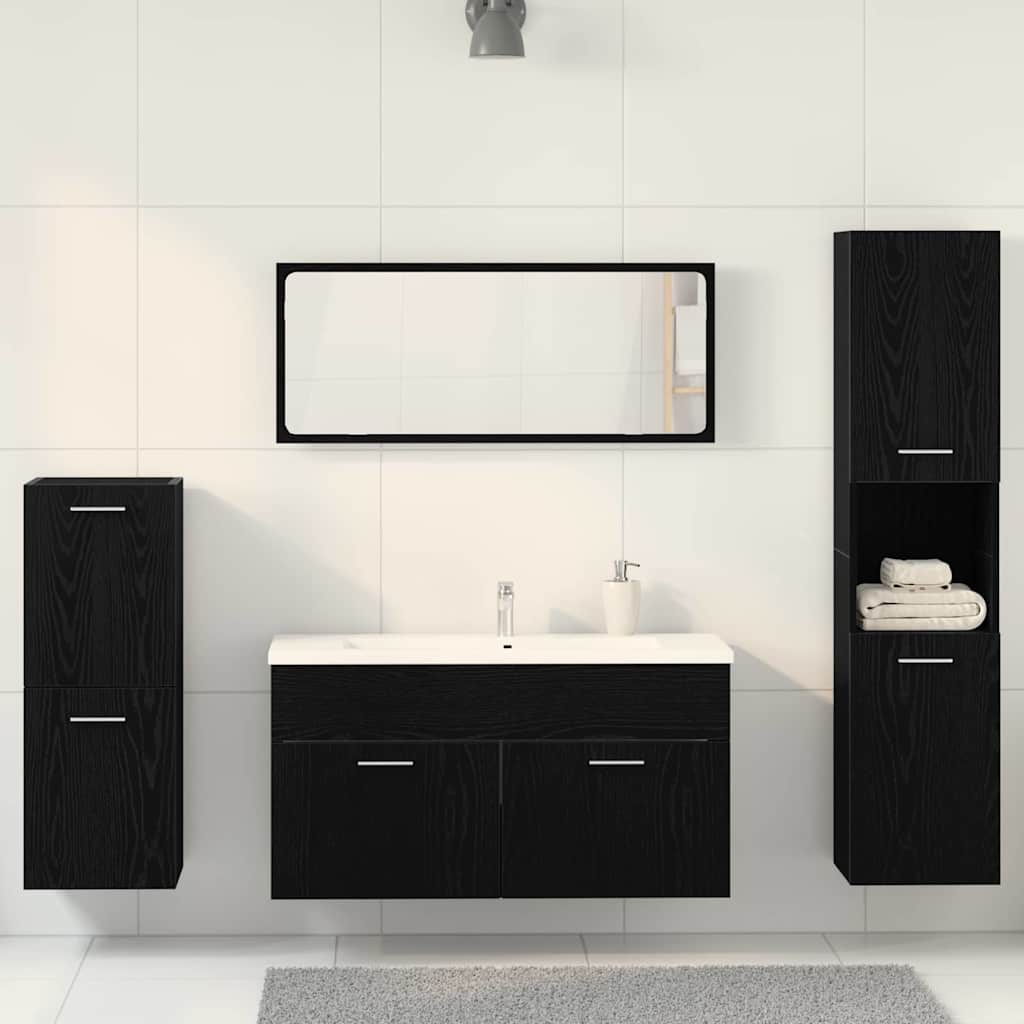 Badezimmermöbel Set 4 pcs Schwarze Eiche 30 x 30 x 130 cm