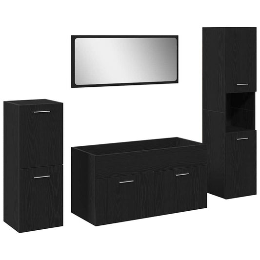 Badezimmermöbel Set 4 pcs Schwarze Eiche 30 x 30 x 130 cm