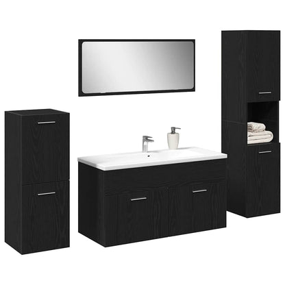 Badezimmermöbel Set 4 pcs Schwarze Eiche 30 x 30 x 130 cm