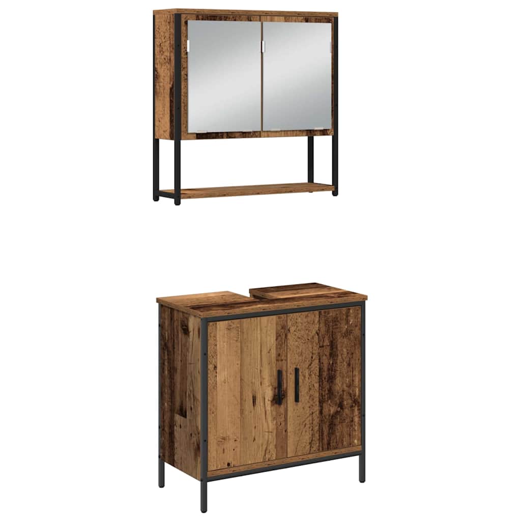 Badezimmermöbel Set 3 pcs Braun 80 x 30 x 44 cm Holzwerkstoff