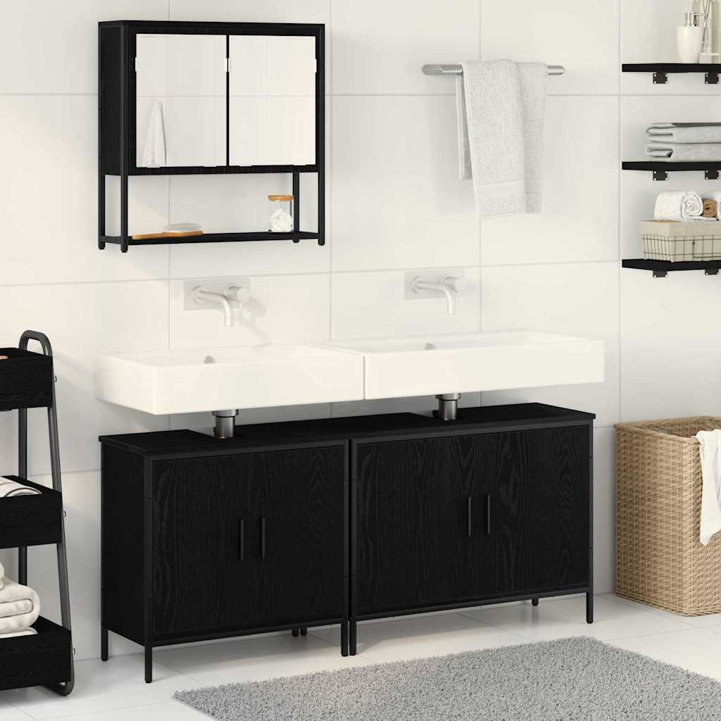 Badezimmermöbel Set 3 pcs Schwarz 80 x 30 x 44 cm Holzwerkstoff