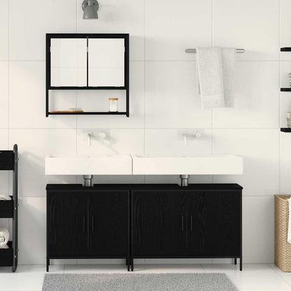 Badezimmermöbel Set 3 pcs Schwarz 80 x 30 x 44 cm Holzwerkstoff