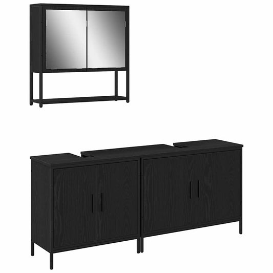 Badezimmermöbel Set 3 pcs Schwarz 80 x 30 x 44 cm Holzwerkstoff