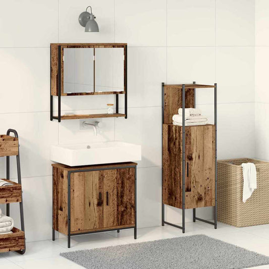 Badezimmermöbel Set mit Speicher 3 pcs Braun 33 x 33 x 102,5 cm