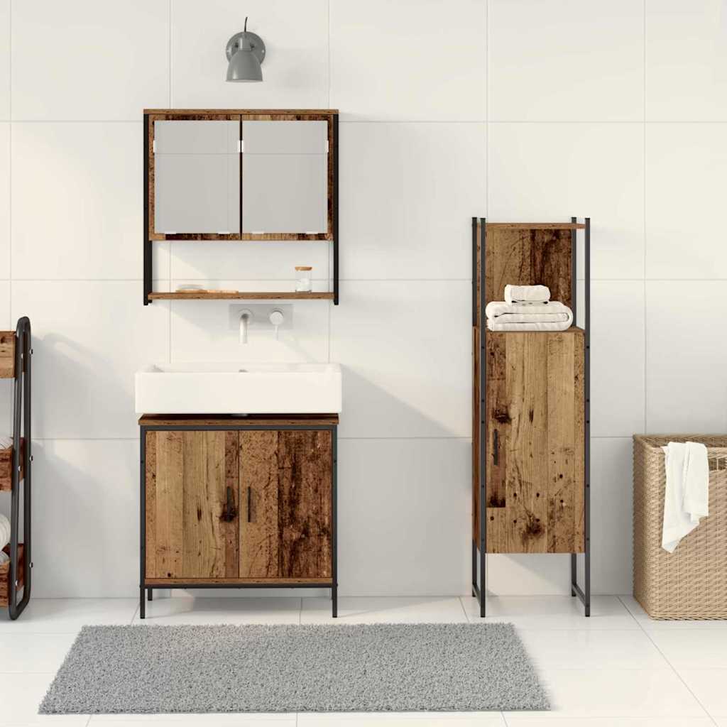 Badezimmermöbel Set mit Speicher 3 pcs Braun 33 x 33 x 102,5 cm