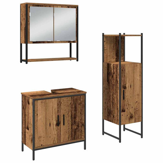 Badezimmermöbel Set mit Speicher 3 pcs Braun 33 x 33 x 102,5 cm