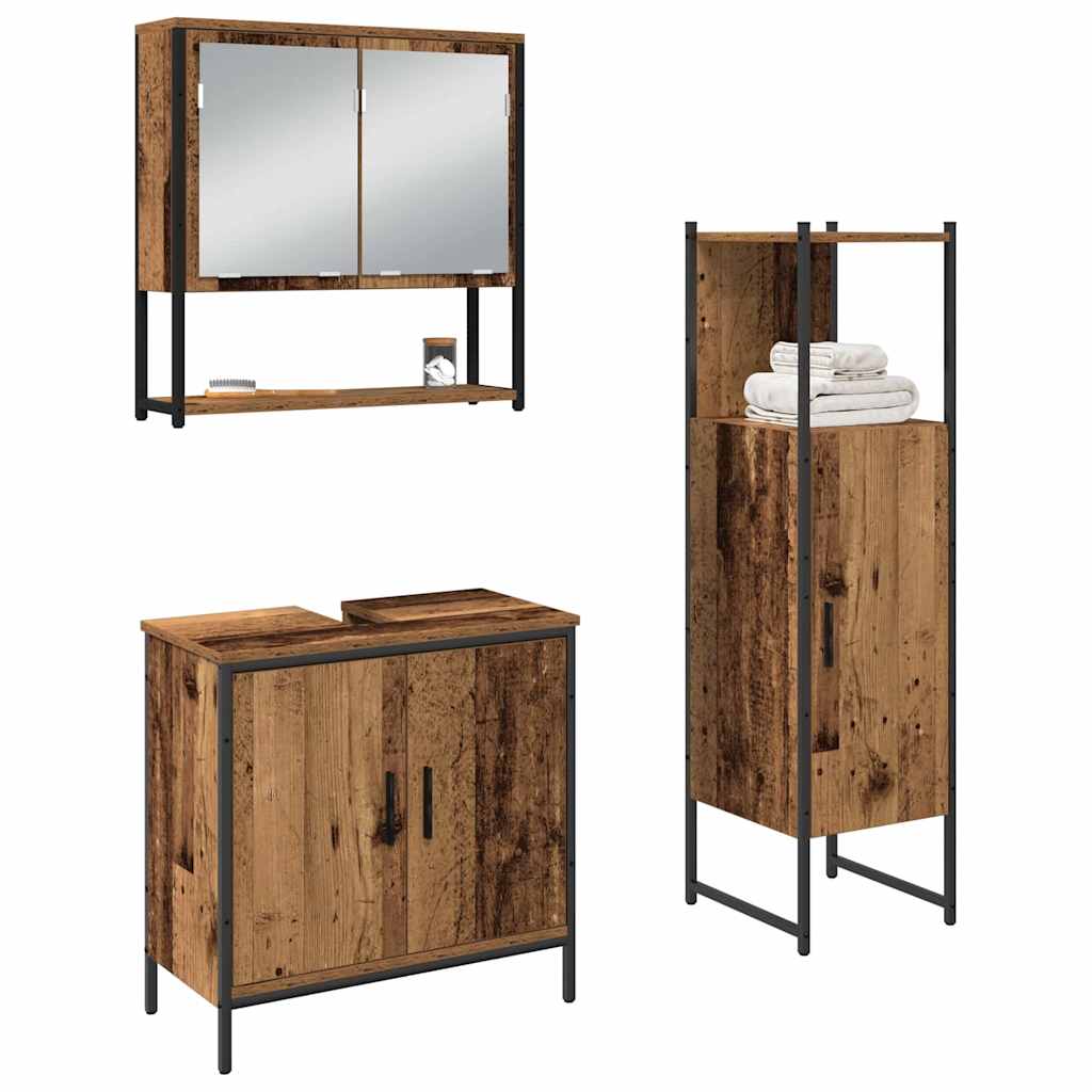 Badezimmermöbel Set mit Speicher 3 pcs Braun 33 x 33 x 102,5 cm