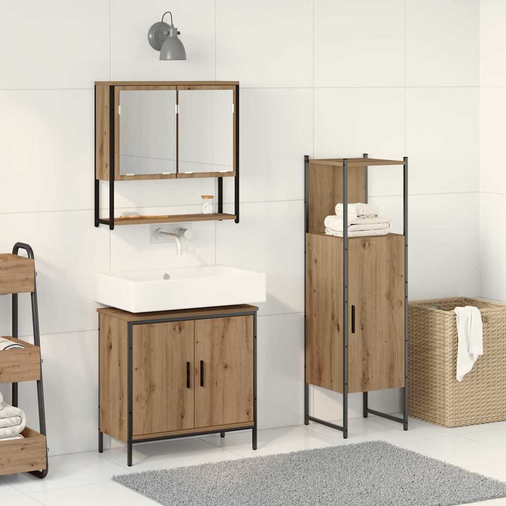 Badezimmermöbel Set mit Speicher 3 pcs Braun 33 x 33 x 102,5 cm