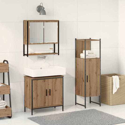 Badezimmermöbel Set mit Speicher 3 pcs Braun 33 x 33 x 102,5 cm