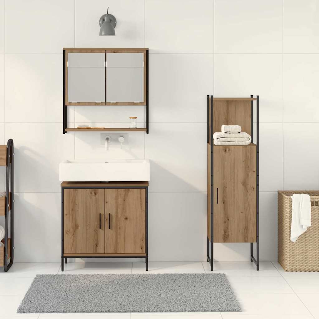 Badezimmermöbel Set mit Speicher 3 pcs Braun 33 x 33 x 102,5 cm