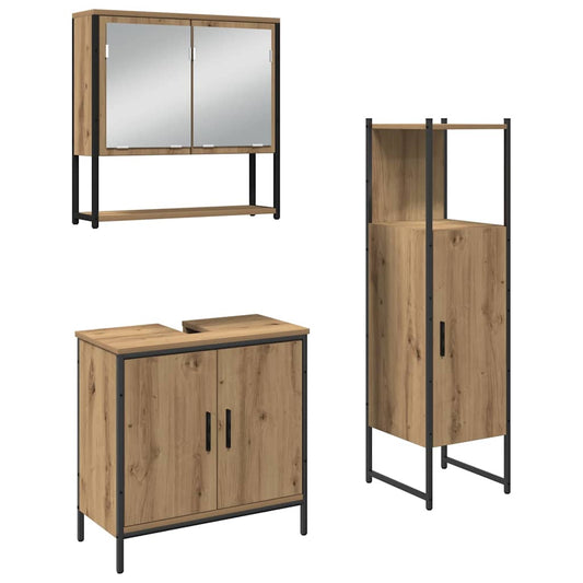 Badezimmermöbel Set mit Speicher 3 pcs Braun 33 x 33 x 102,5 cm