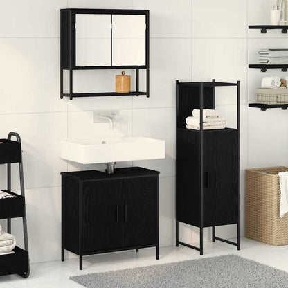 Badezimmermöbel Set mit Tür 3 pcs Schwarz 33 x 33 x 102,5 cm