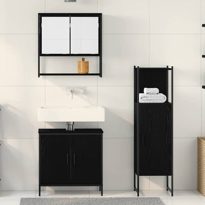 Badezimmermöbel Set mit Tür 3 pcs Schwarz 33 x 33 x 102,5 cm