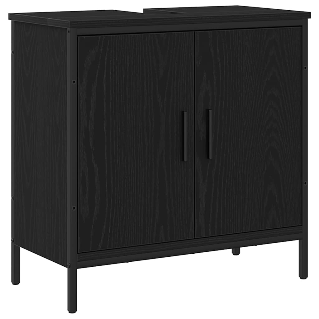 Badezimmermöbel Set mit Tür 3 pcs Schwarz 33 x 33 x 102,5 cm