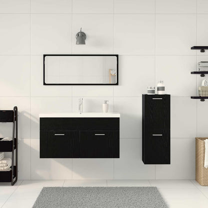 Badezimmermöbelset 4 pcs Schwarz Eichen-Optik 91 x 39.5 x 46 cm