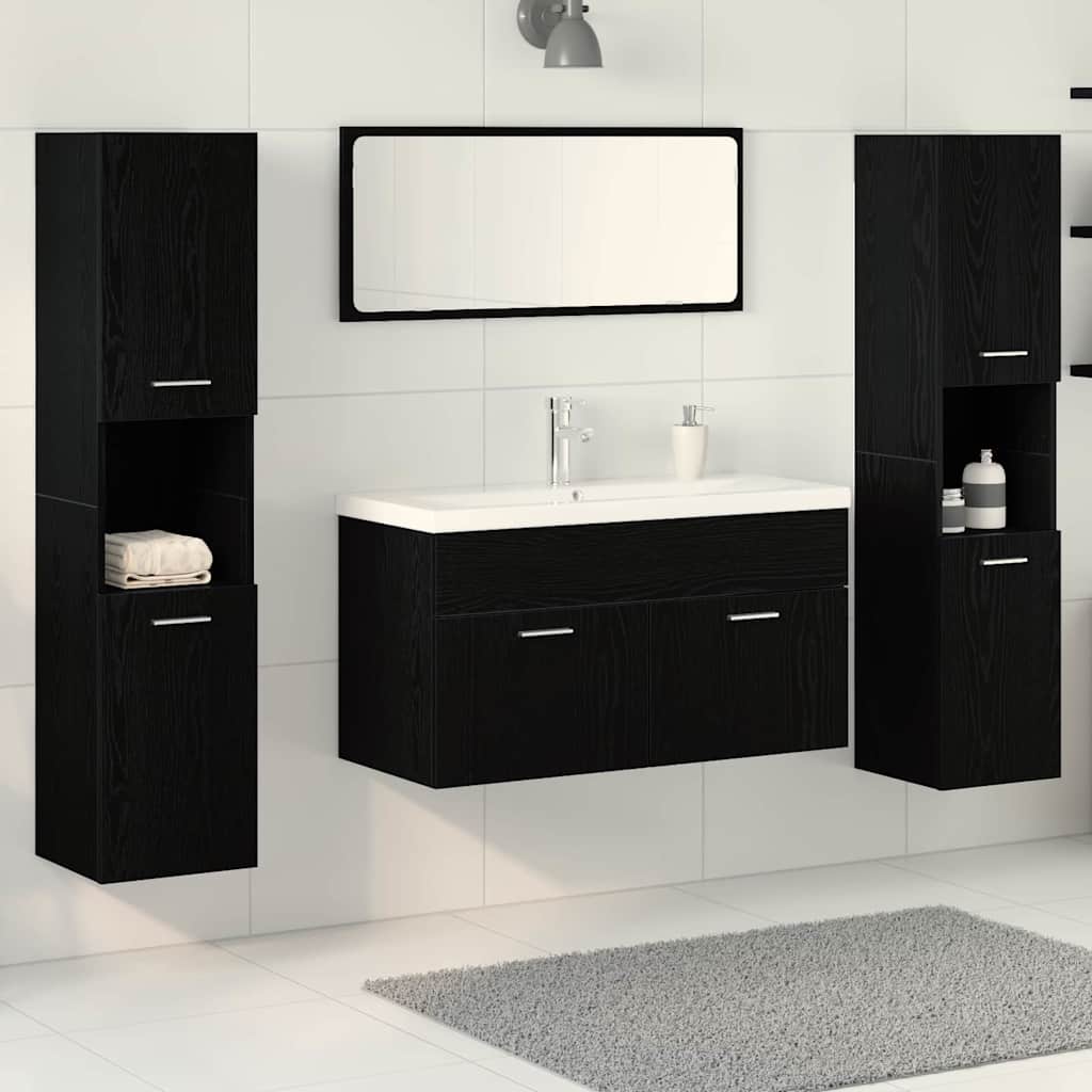 Badezimmermöbel Set 5 pcs Schwarz Eichen-Optik 30 x 30 x 130 cm