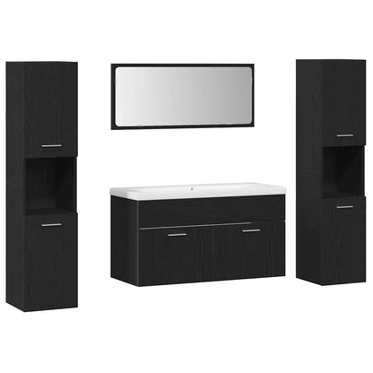 Badezimmermöbel Set 5 pcs Schwarz Eichen-Optik 30 x 30 x 130 cm