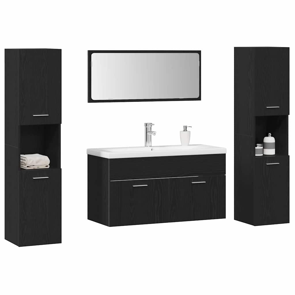 Badezimmermöbel Set 5 pcs Schwarz Eichen-Optik 30 x 30 x 130 cm