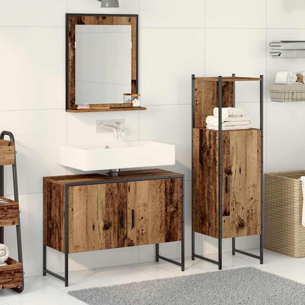 Badezimmermöbel Set mit Speicher 3 pcs Braun 33 x 33 x 102,5 cm