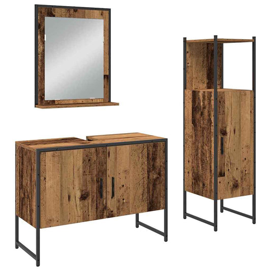 Badezimmermöbel Set mit Speicher 3 pcs Braun 33 x 33 x 102,5 cm