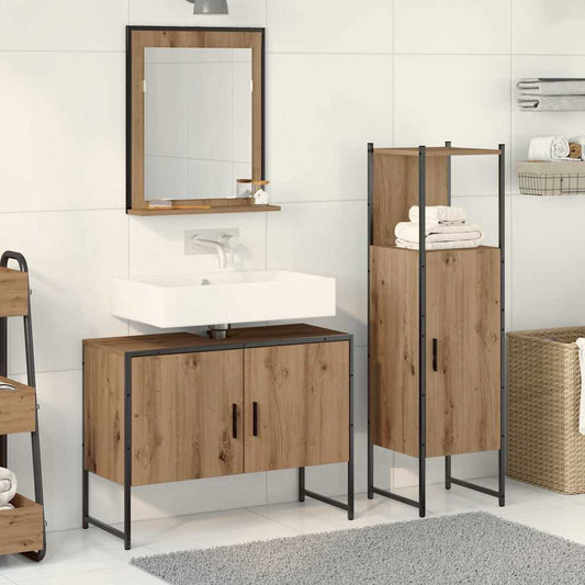 Badezimmermöbel Set mit Speicher 3 pcs Braun 33 x 33 x 102,5 cm