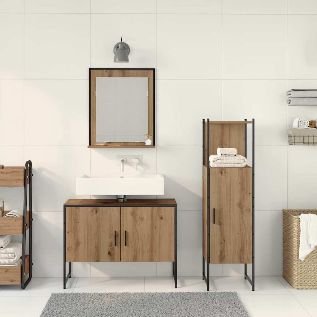 Badezimmermöbel Set mit Speicher 3 pcs Braun 33 x 33 x 102,5 cm
