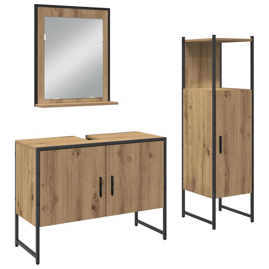 Badezimmermöbel Set mit Speicher 3 pcs Braun 33 x 33 x 102,5 cm