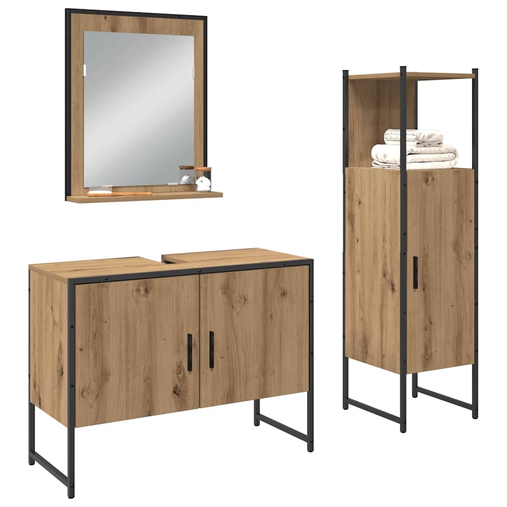 Badezimmermöbel Set mit Speicher 3 pcs Braun 33 x 33 x 102,5 cm