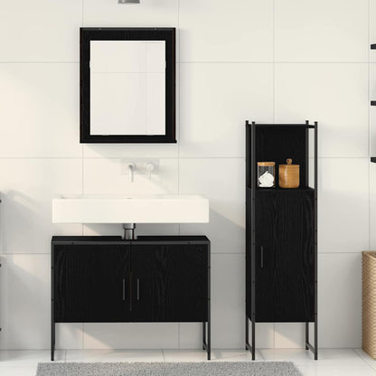 Badezimmermöbel Set mit Tür 3 pcs Schwarz 33 x 33 x 102,5 cm