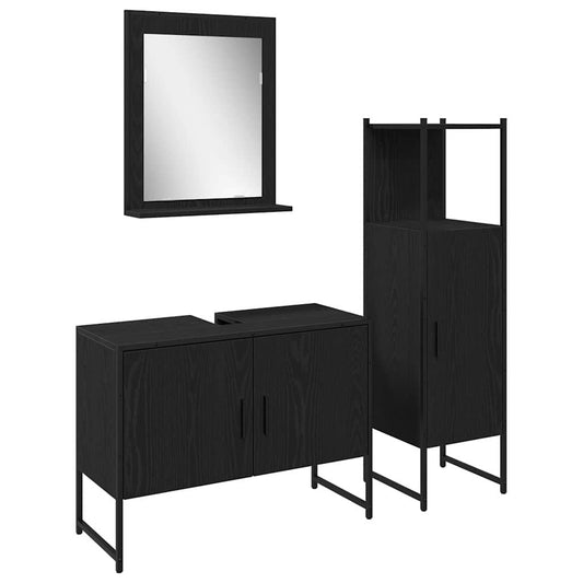 Badezimmermöbel Set mit Tür 3 pcs Schwarz 33 x 33 x 102,5 cm