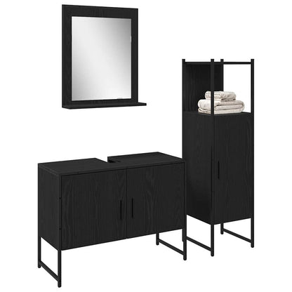 Badezimmermöbel Set mit Tür 3 pcs Schwarz 33 x 33 x 102,5 cm
