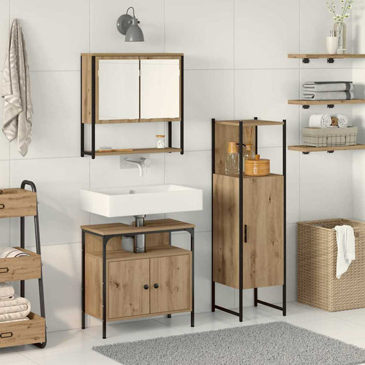 Badezimmermöbel Set mit Speicher 3 pcs Braun 33 x 33 x 120.5 cm