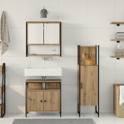 Badezimmermöbel Set mit Speicher 3 pcs Braun 33 x 33 x 120.5 cm
