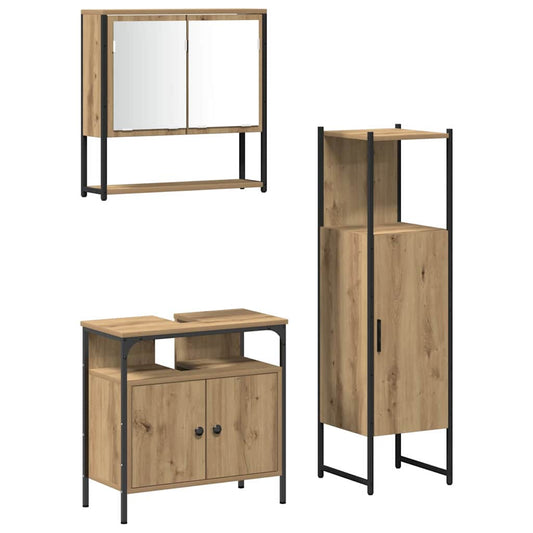 Badezimmermöbel Set mit Speicher 3 pcs Braun 33 x 33 x 120.5 cm