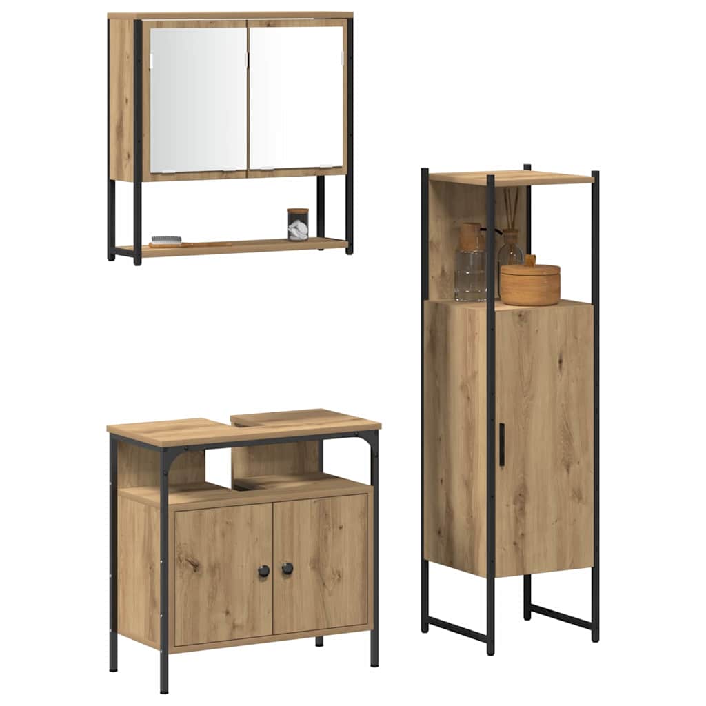 Badezimmermöbel Set mit Speicher 3 pcs Braun 33 x 33 x 120.5 cm