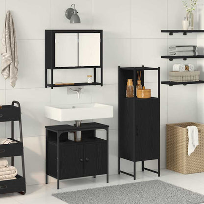 Badezimmermöbel Set mit Tür 3 pcs Schwarz 33 x 33 x 120.5 cm