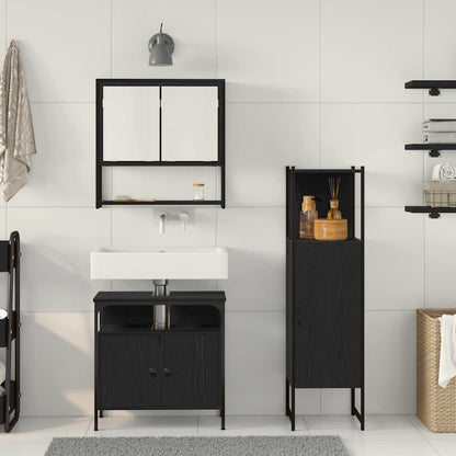 Badezimmermöbel Set mit Tür 3 pcs Schwarz 33 x 33 x 120.5 cm