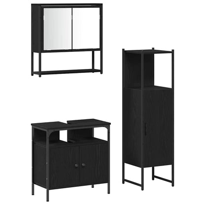 Badezimmermöbel Set mit Tür 3 pcs Schwarz 33 x 33 x 120.5 cm