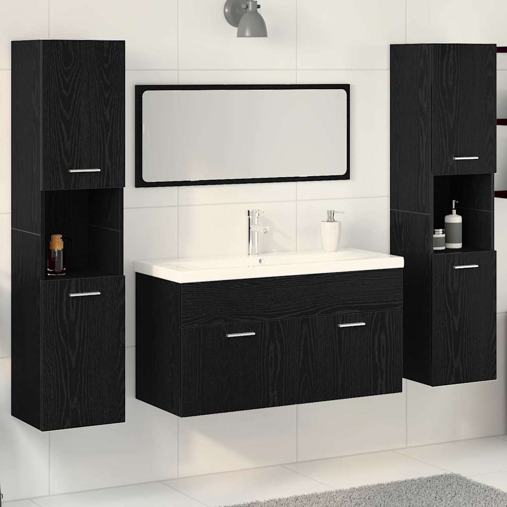 Badezimmermöbel Set 4 pcs Schwarz Eichen-Optik 30 x 30 x 130 cm