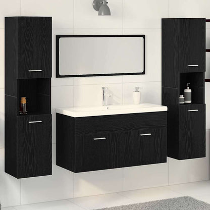 Badezimmermöbel Set 4 pcs Schwarz Eichen-Optik 30 x 30 x 130 cm