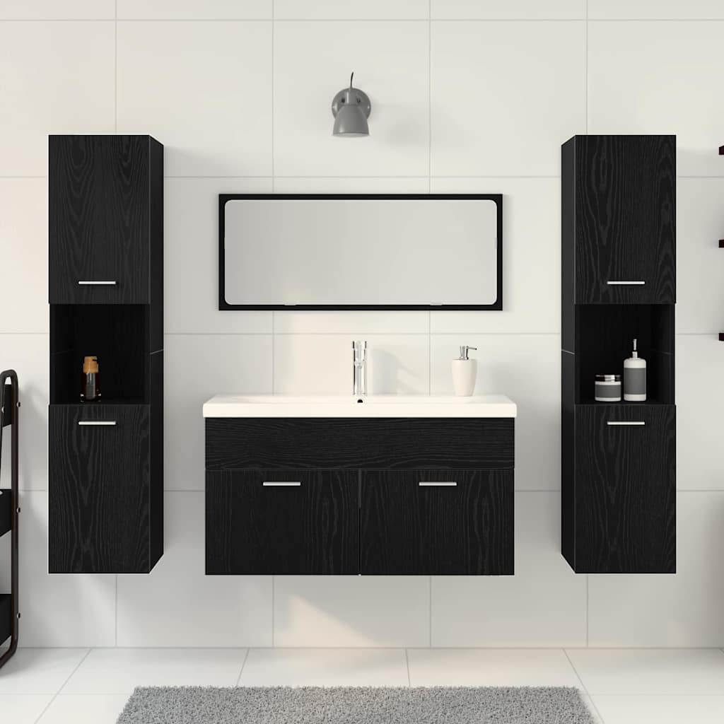 Badezimmermöbel Set 4 pcs Schwarz Eichen-Optik 30 x 30 x 130 cm