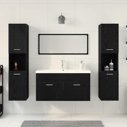 Badezimmermöbel Set 4 pcs Schwarz Eichen-Optik 30 x 30 x 130 cm