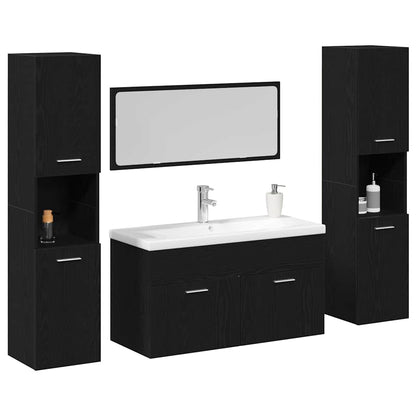 Badezimmermöbel Set 4 pcs Schwarz Eichen-Optik 30 x 30 x 130 cm