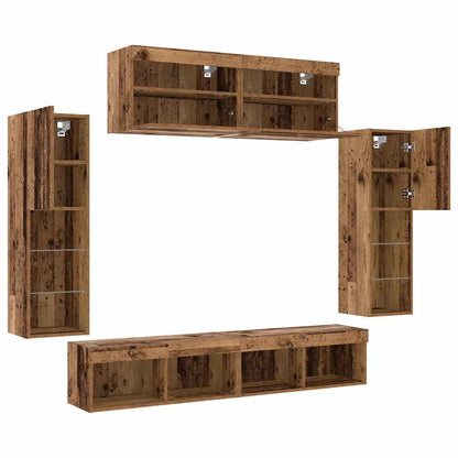 TV-Wandregal-Set 6 pcs Altholz 30.5 x 30 x 102 cm Holzwerkstoff