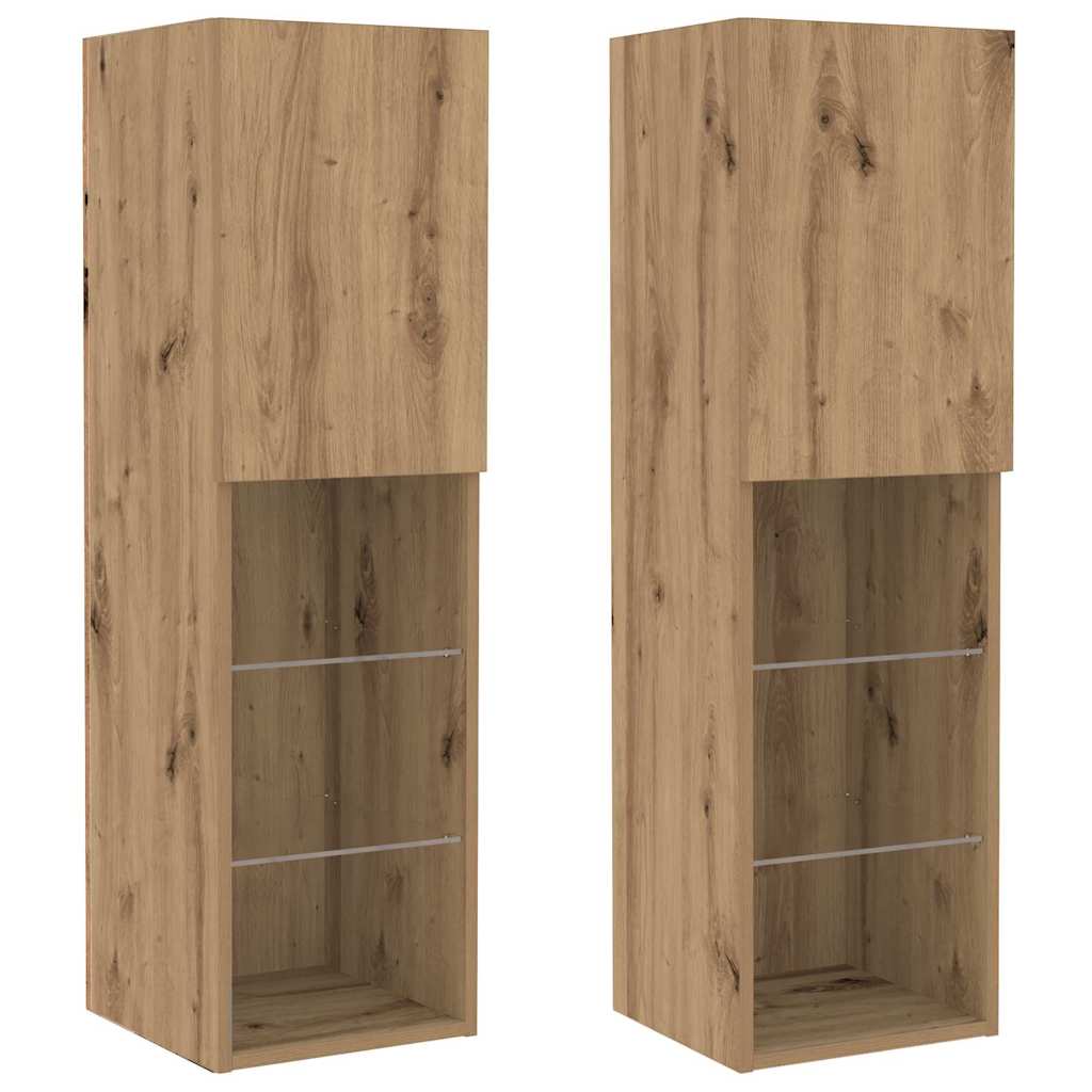 TV-Wandregal-Set 6 pcs Eiche handwerklich 30.5 x 30 x 102 cm
