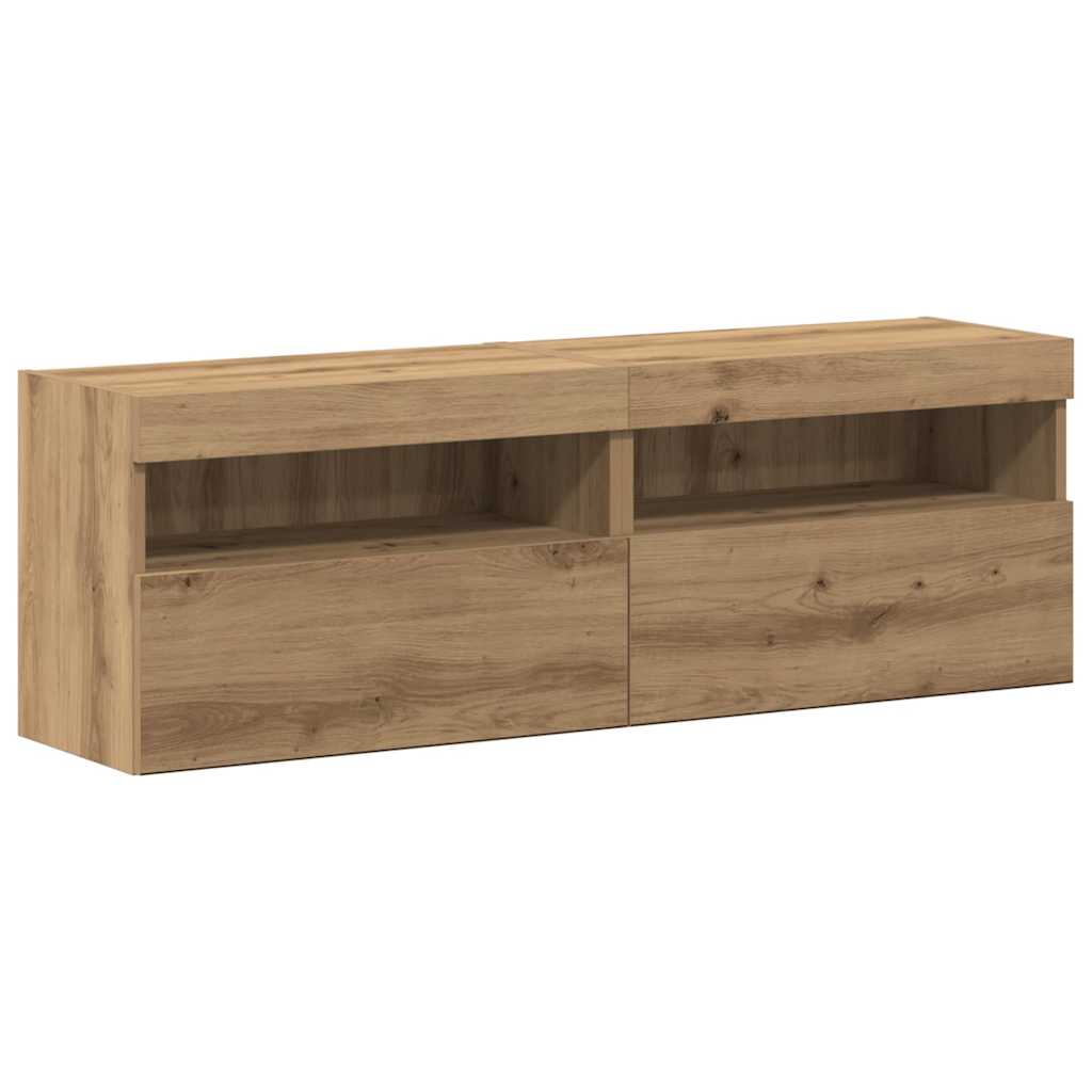 TV-Wandregal-Set 6 pcs Eiche handwerklich 30.5 x 30 x 102 cm