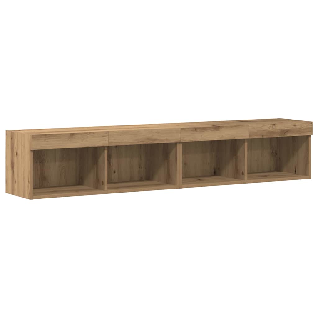 TV-Wandregal-Set 6 pcs Eiche handwerklich 30.5 x 30 x 102 cm