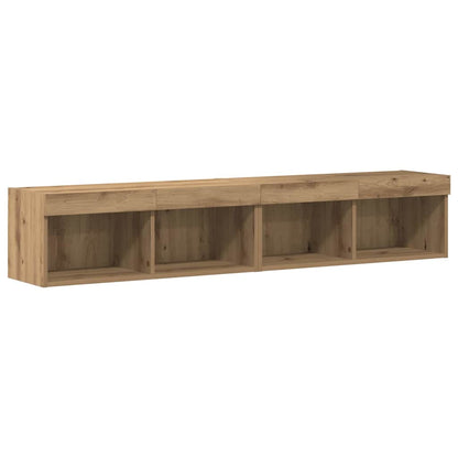 TV-Wandregal-Set 6 pcs Eiche handwerklich 30.5 x 30 x 102 cm