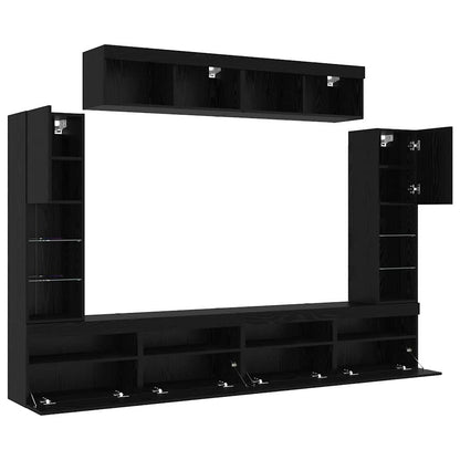 TV-Wandregal-Set 6 pcs Schwarze Eiche 30.5 x 30 x 102 cm