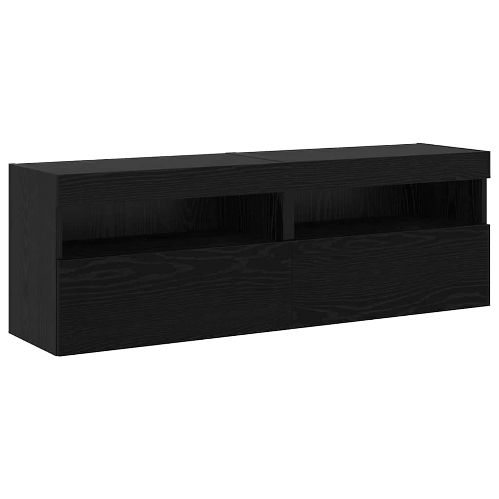 TV-Wandregal-Set 6 pcs Schwarze Eiche 30.5 x 30 x 102 cm